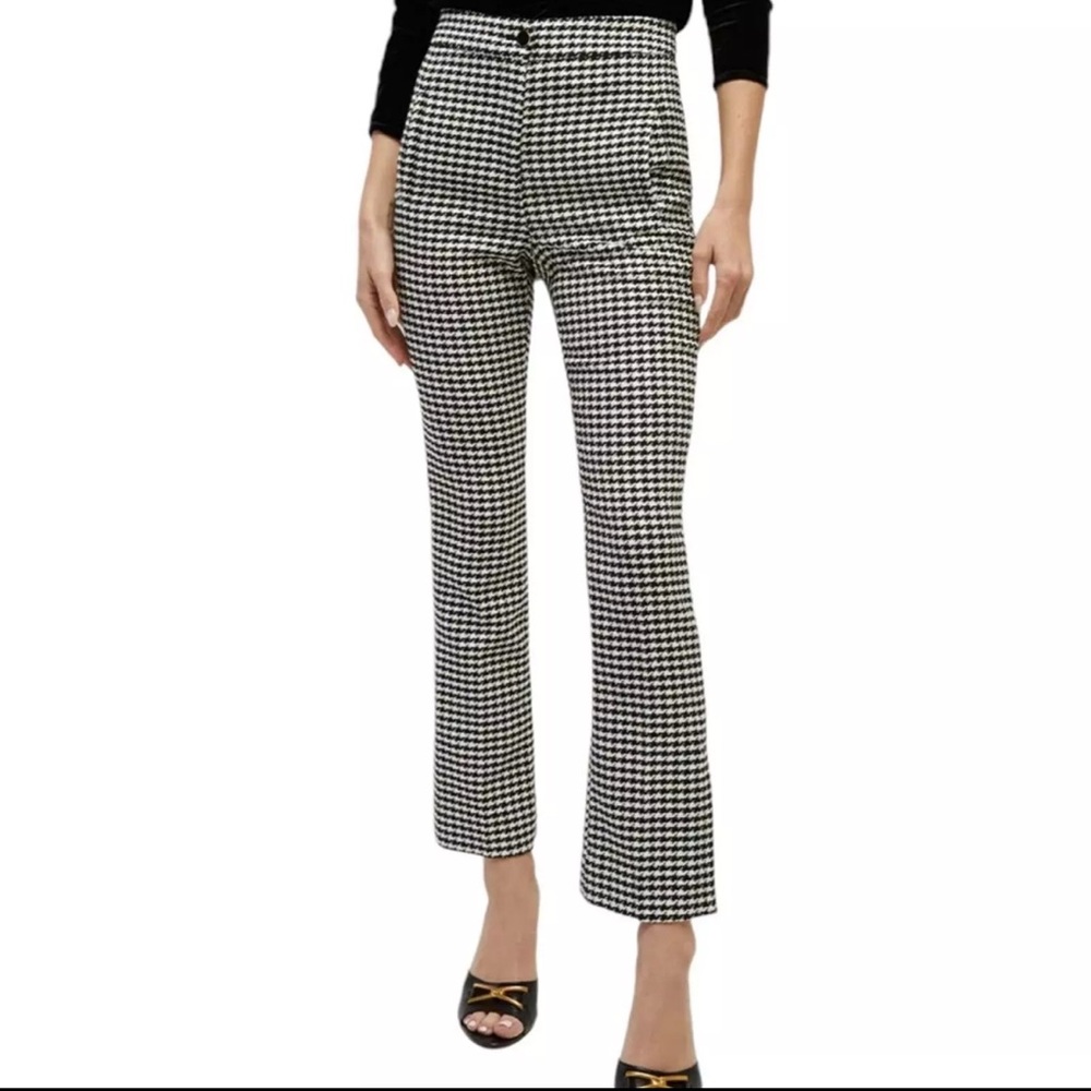 Veronica Beard Arte Houndstooth Pants 2 womens slacks business casual ankle slit - Picture 1 of 14